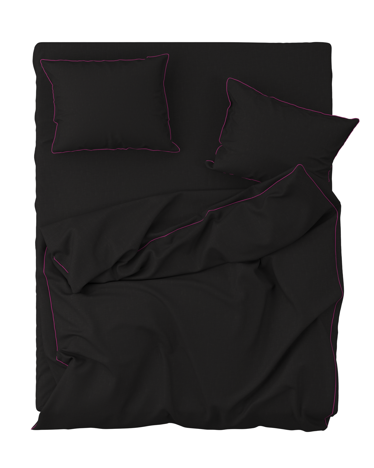Bed Linen Set BORDERLINE Combo 09: Hot Pink on Black (Fitted Sheet)