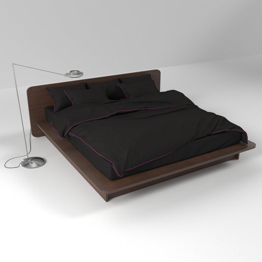 Bed Linen Set BORDERLINE Combo 09: Hot Pink on Black (Fitted Sheet)