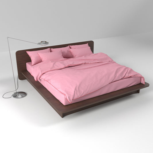 Bed Linen Set BORDERLINE Combo 05: Red on Dusty Pink (Fitted Sheet)