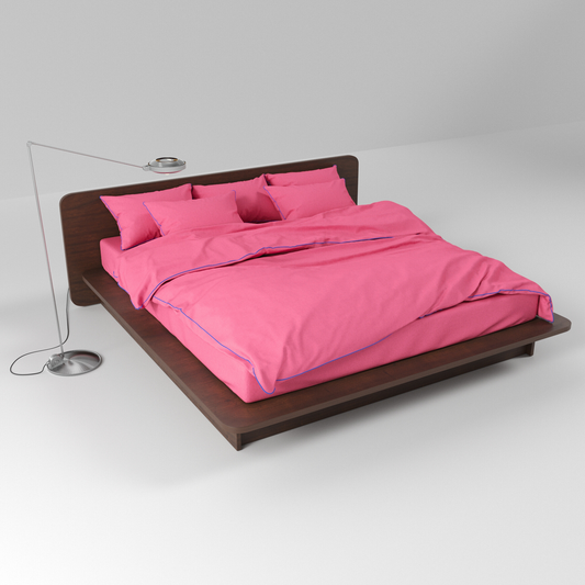 Bed Linen Set BORDERLINE Combo 04: Navy on Hot Pink (Fitted Sheet)