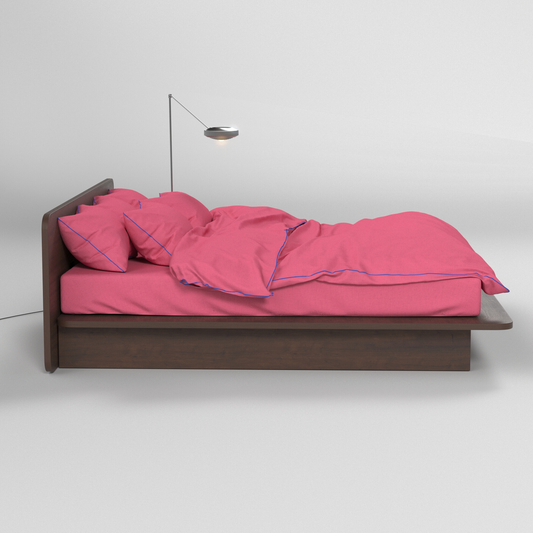 Bed Linen Set BORDERLINE Combo 04: Navy on Hot Pink (Flat Sheet)