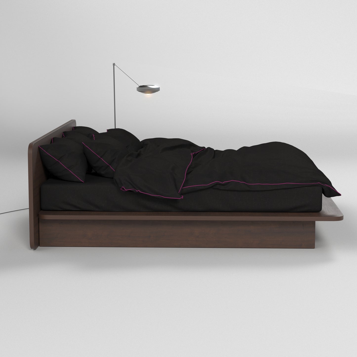 Bedding Set BORDERLINE Combo 09: Hot Pink on Black (Fitted Sheet)