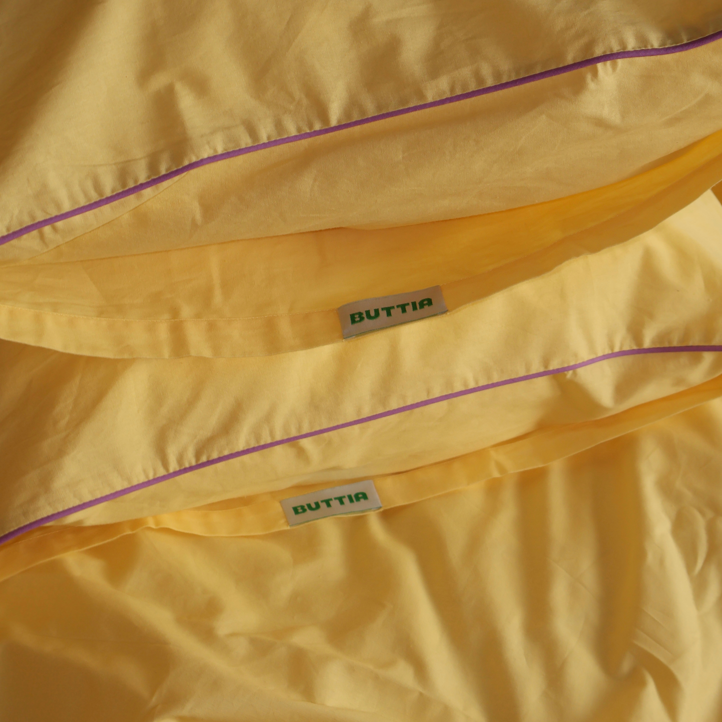 Bedding Set BORDERLINE Combo 02: Lavender on Butter Yellow (Fitted Sheet)
