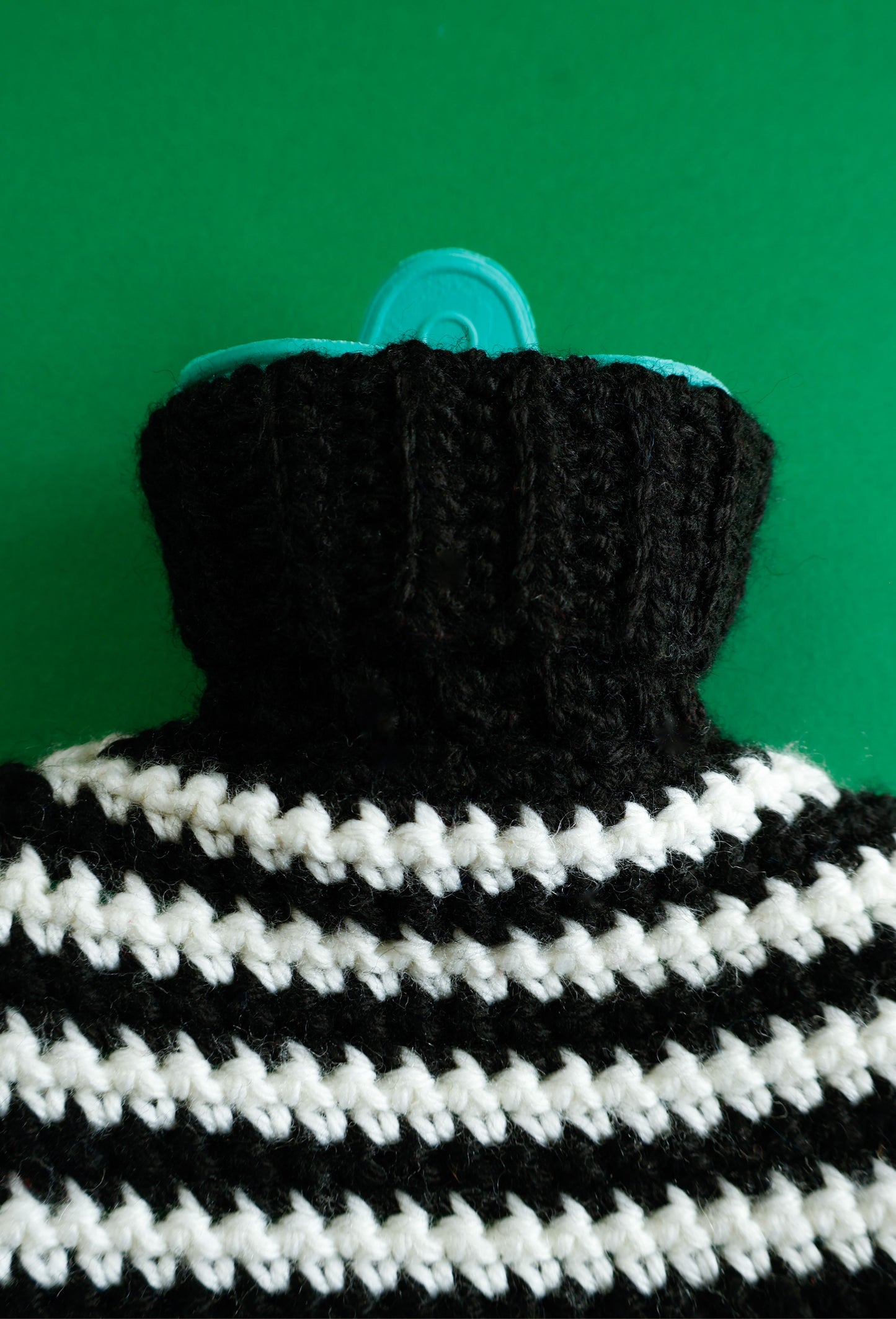 Knitted Hot Water Bottle: B&W Stripes