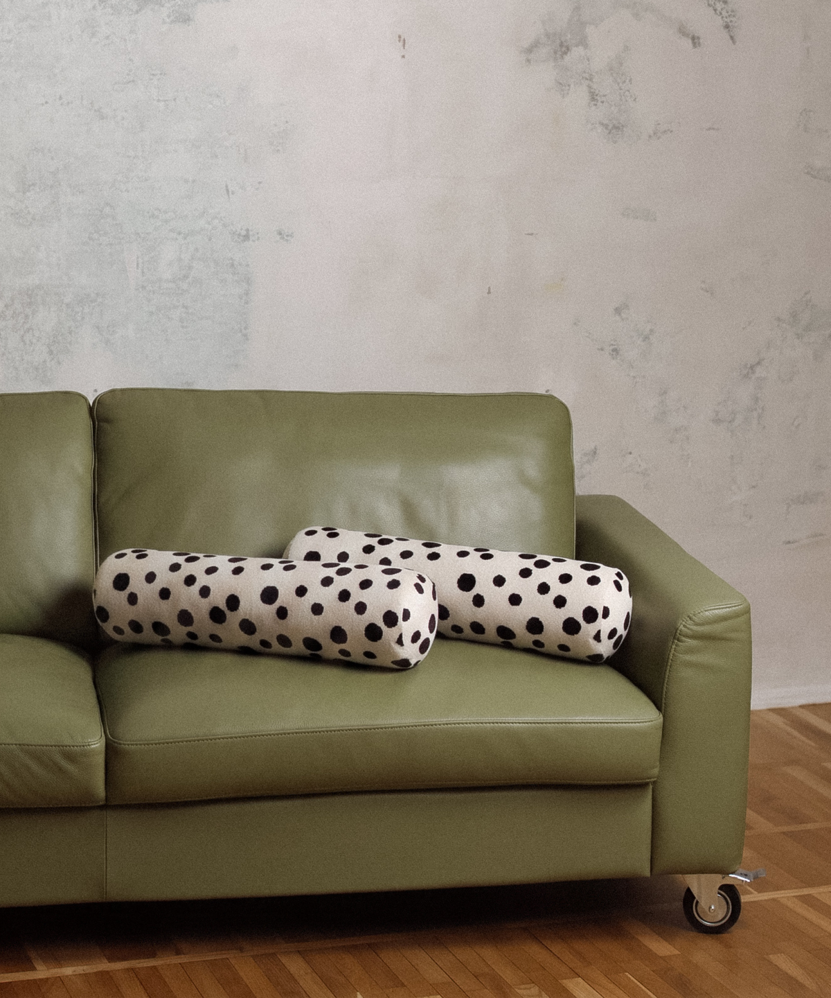Polka Dot Bolster Cushion Ivory 60 cm