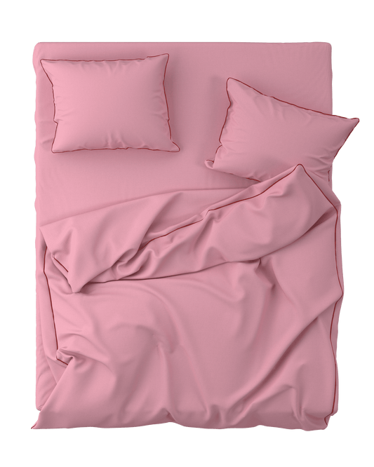 Duvet cover BORDERLINE Combo 05: Red on Dusty Pink
