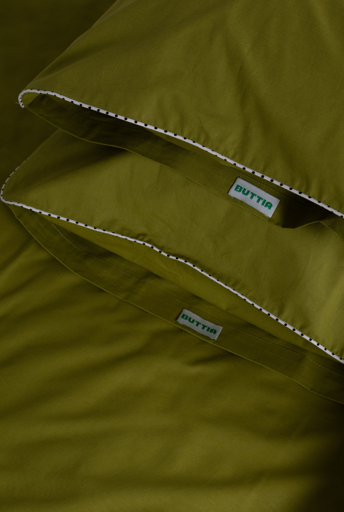 Bed Linen Set BORDERLINE Combo 11: Polka Dots on Olive
