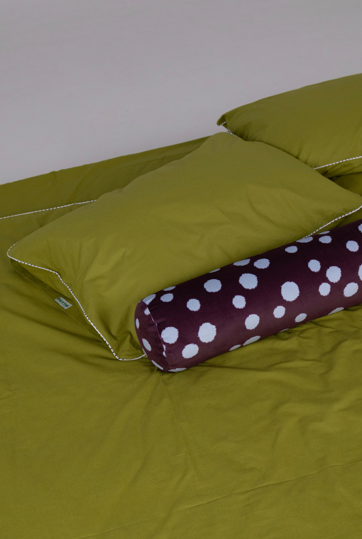 Bed Linen Set BORDERLINE Combo 11: Polka Dots on Olive