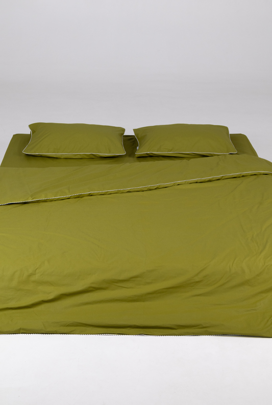 Bed Linen Set BORDERLINE Combo 11: Polka Dots on Olive