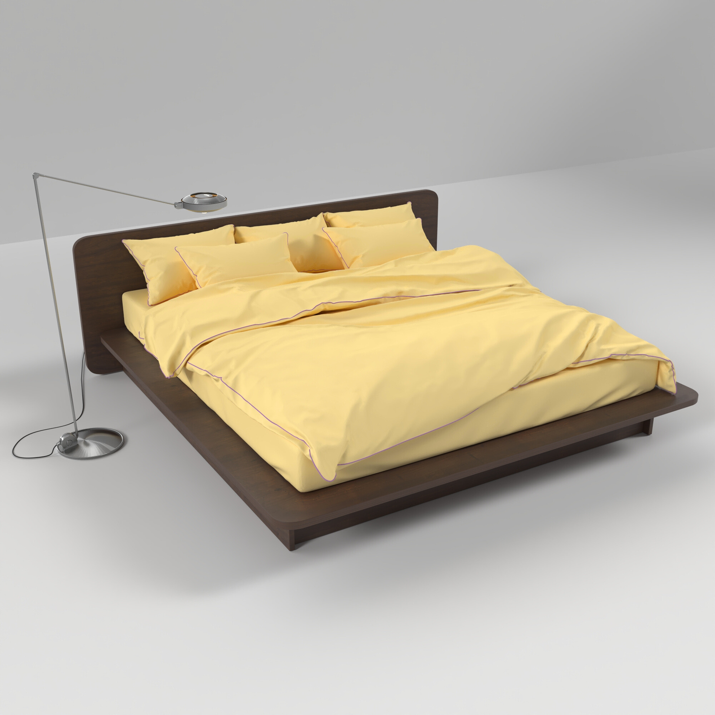 Bedding Set BORDERLINE Combo 02: Lavender on Butter Yellow (Fitted Sheet)