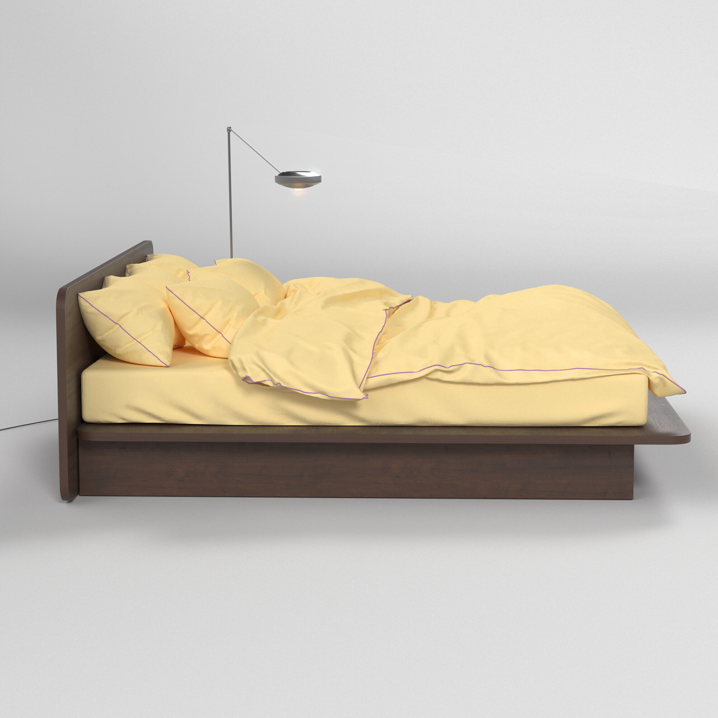 Bedding Set BORDERLINE Combo 02: Lavender on Butter Yellow (Fitted Sheet)